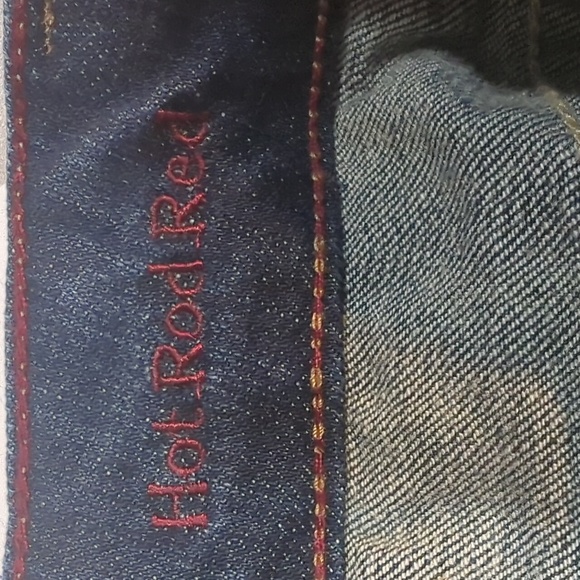 COWGIRL TUFF "Hot Rod Red" bootcut blue jeans red stitching horseback riding 24 - Picture 4 of 13